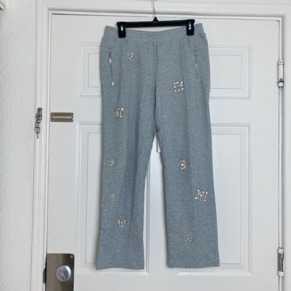 AREA NYC Crystal Embellished Grey Pant in Size Large